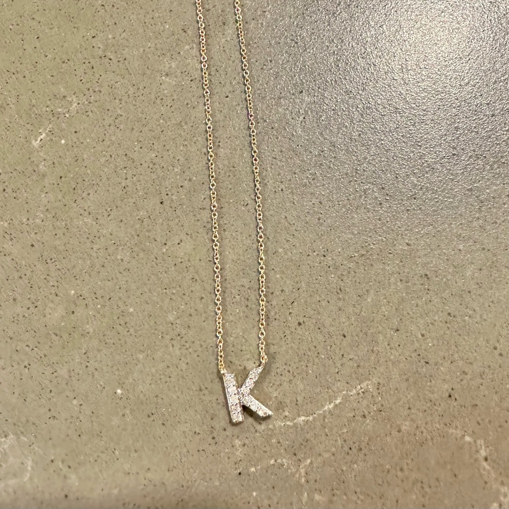 K diamond initial necklace gold